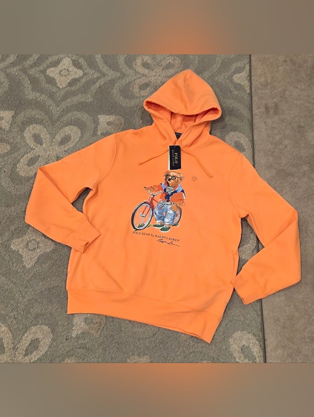 Polo Ralph Lauren Polo Bear Graphic Pullover Hoodie Orange Men's Size M